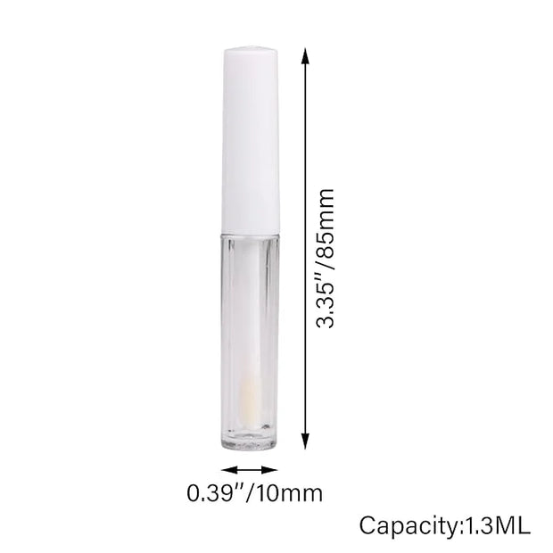 RDEXP 1.3ml Empty Lip Gloss Tube Clear Plastic Lip Gloss Containers Pack of 10 (White Cap) - Product Image