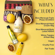natura Ekos Maracujá Soothing Ritual Gift Set (3 Products) - Body Lotion, Shower Oil and Hand Cream - Gift Box and Make Up...