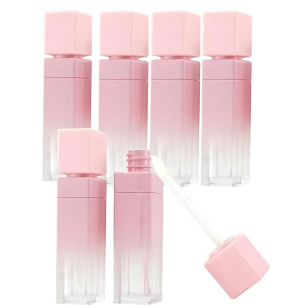 FZBNSRKO 6Pcs Gradient Pink Lip Gloss Tube Vial Empty Refillable Lipstick,Lip Gloss DIY Makeup Lipstick Tube Feminine Prod...