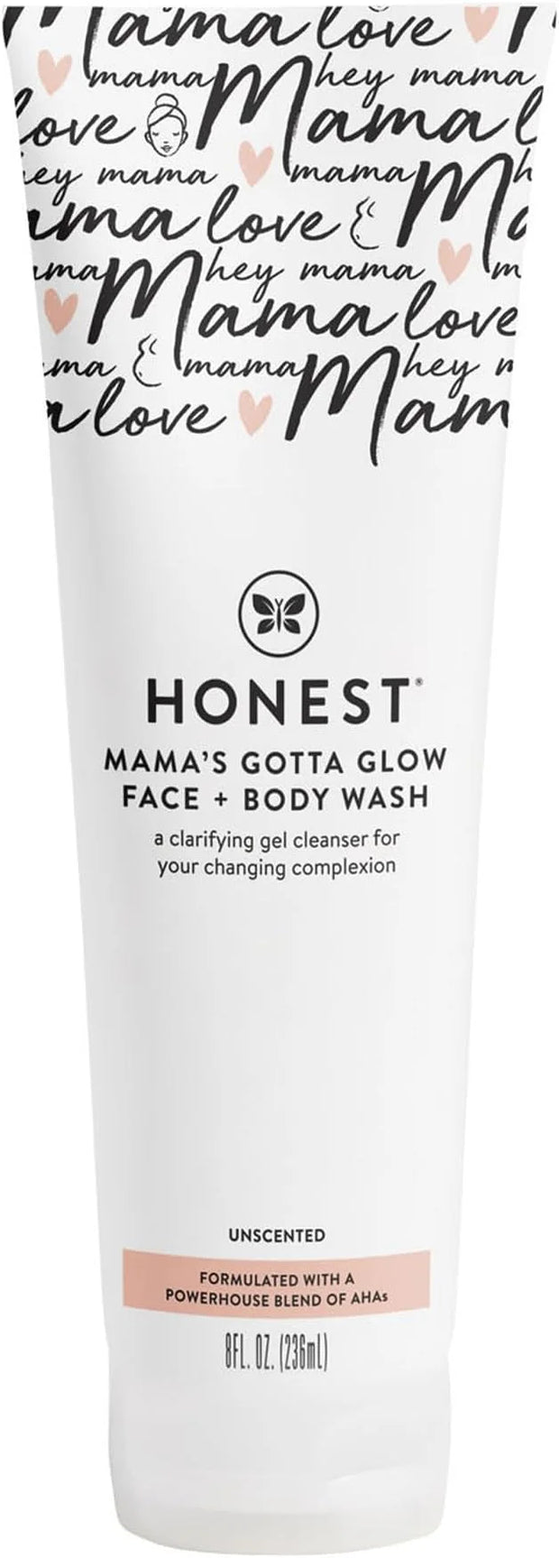 The Honest Company Honest Mama's Gotta Glow Face and Body Wash | Pregnancy Safe Clarifying + Exfoliating AHA Cleanser | 8 ...