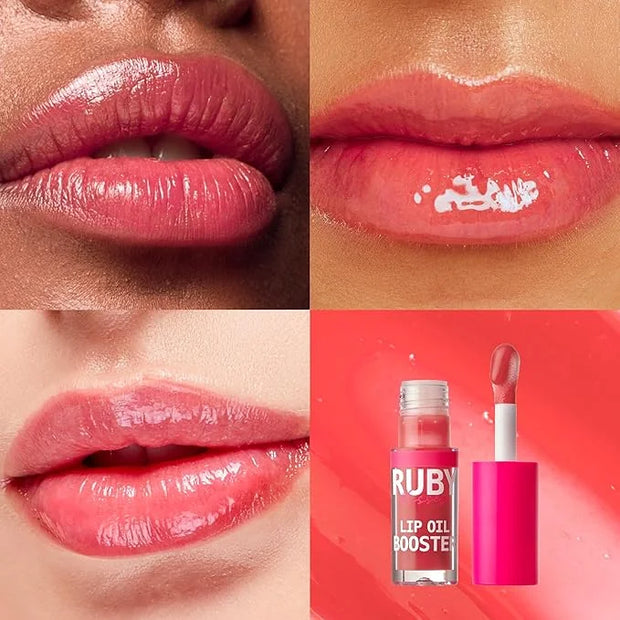 Ruby Kisses Lip Oil Booster, Hydrating Lip Gloss with Nourishing Natural Oil Blend, Jumbo Wand for Easy Application, Non-S...
