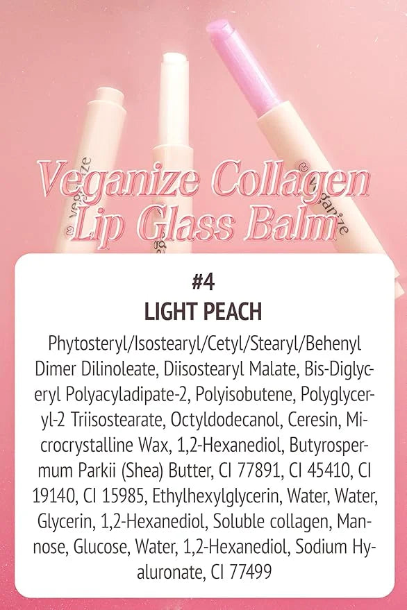 SELF BEAUTY Veganize Collagen Lip Glass Balm | Hydrating Lip Balm in 9 Vibrant Colors | Moisturizing Lip Care Infused with...