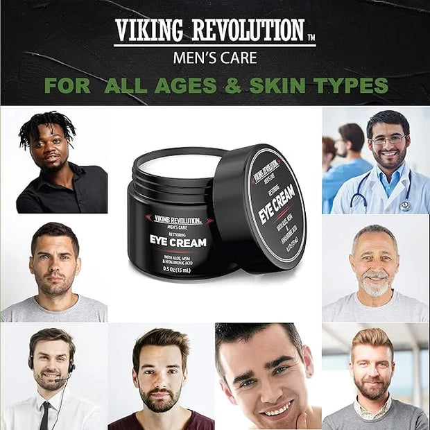 Viking Revolution Men's Eye Cream - Natural Anti-Aging, Dark Circle Treatment, Reduces Puffiness & Crowsfeet - 6ml - Produ...
