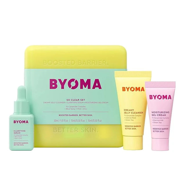 BYOMA So Clear Set - Barrier Repair Skincare Set for Acne Prone Skin - Creamy Jelly Cleanser, Clarifying Face Serum & & Ge...