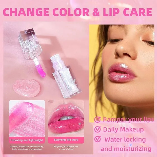 Bossup Color Changing Lip Oil，Magic Color Changing Lip Oil V2，Warm Change Moisturizing Lip Gloss，Hydrating Lip Gloss Lip B...