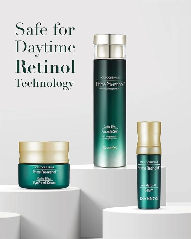 ISA KNOX AGE FOCUS PRIME Double Effect Ampoule Toner, PRIME Wrinkle For All Serum & PRIME Eye For All Cream (177 ml/5.99 f...