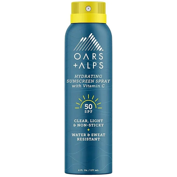Oars + Alps Sunscreen Spray for Face & Body, SPF 50 Spray Sunscreen Infused with Vitamin C & Antioxidants, No White Residu...