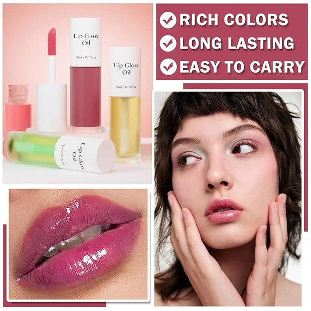 CAHIUYOA Cherry Lip Glow Oil Moisturizing Plumping Lip Gloss Lip Plumper Gloss Lip Oil Tinted Lip Balm Lip Care for Women ...
