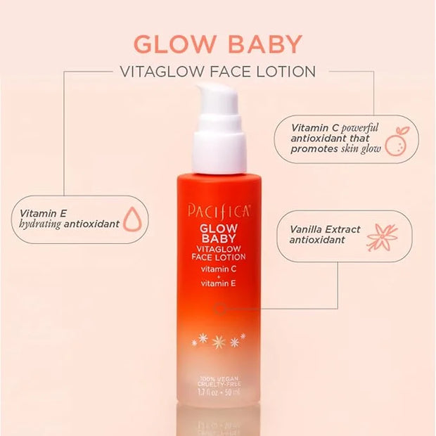 Pacifica Glow Baby Face Lotion & Eye Cream Set of 2 – Brightening Vitamin C Moisturizer + Depuffing Eye Cream with Caffein...
