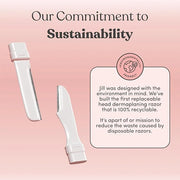 Jill Dermaplane Razor Trial Kit | Facial Hair Removal Dermaplaning Kit Includes 1 Shave Wand, 2 Dermaplane Razors & Cleani...