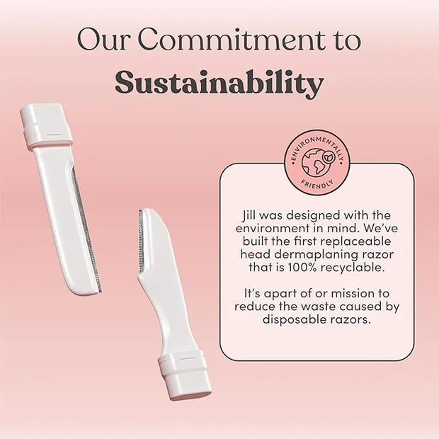 Jill Dermaplane Razor Trial Kit | Facial Hair Removal Dermaplaning Kit Includes 1 Shave Wand, 2 Dermaplane Razors & Cleani...