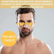 24K Gold Eye Masks for Dark Circles and Puffiness (6 Pairs) with Collagen, Aloe Vera & Hyaluronic Acid-Anti-Aging Under Ey...