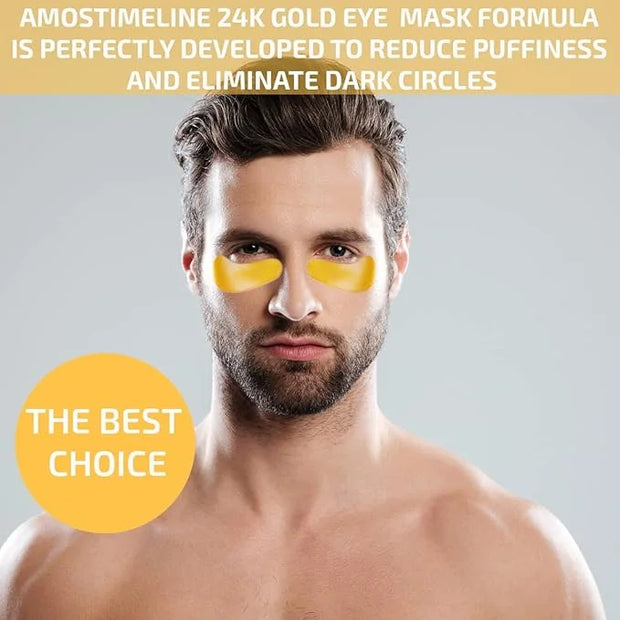24K Gold Eye Masks for Dark Circles and Puffiness (6 Pairs) with Collagen, Aloe Vera & Hyaluronic Acid-Anti-Aging Under Ey...
