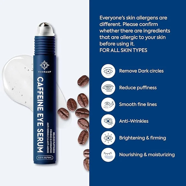 Eye Roller for Bags for Men: Men’s Caffeine Under Eye Cream for Puffy Eyes and Dark Circles Treatment – Cooling Stick Depu...