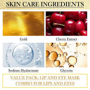 30PCS Lip Mask & Under Eye Patches Skincare Set,Moisturizing Gold Under Eye Masks,Pink Lip Masks Skin Care Set for Lip & E...