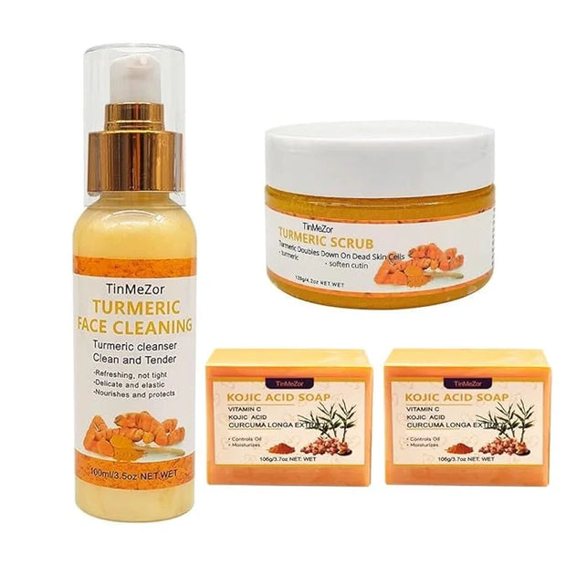 Turmeric Facial Cleanser,Turmeric Soap And Turmeric Face Scrub Three Piece Set for Face & Body,Turmeric Face Wash,Turmeric...