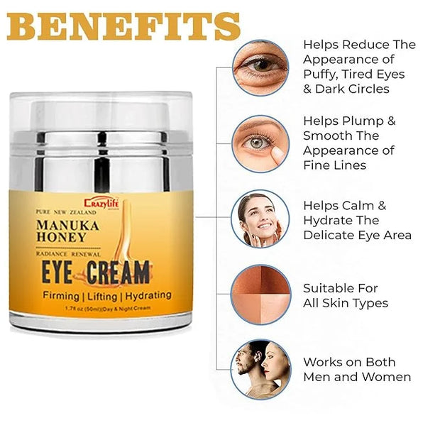 Manuka Honey Eye Cream Anti-aging Eye Cream Anti-wrinkle Under Eye Cream Fades Fine Lines Lifting and Firming Improve Dark...