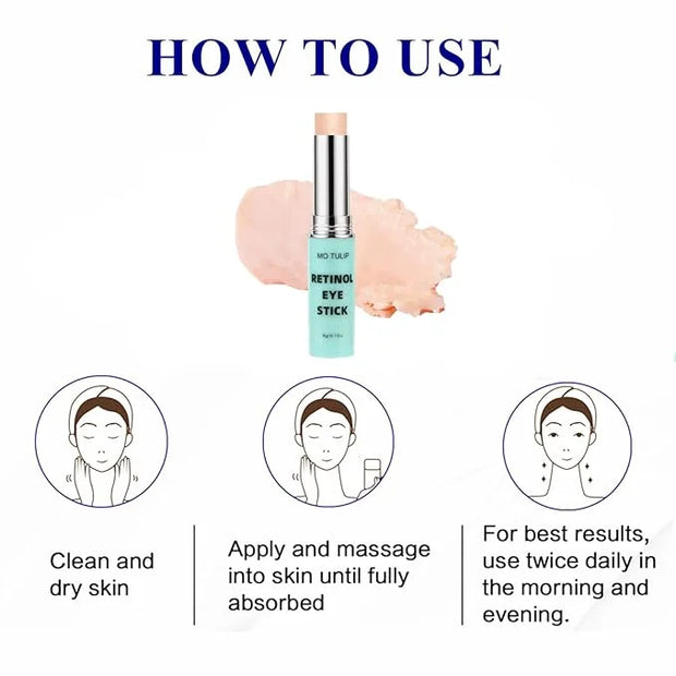 Retinol Eye Stick Balm, Retinol Eye Cream – Anti-Aging Formula Reduces Fine Lines, Dark Circles & Puffiness, Hydrates Deli...
