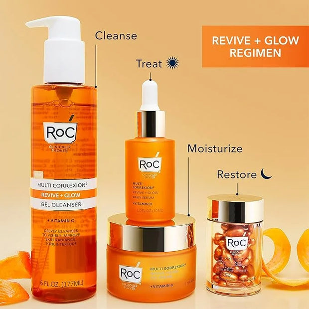 RoC Multi Correxion Revive + Glow 10% Active Vitamin C Serum for Face, Daily Anti-Aging Wrinkle and Skin Tone Skin Care Tr...