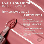 L'Oreal Paris Plump Ambition Hyaluron Lip Oil, 24 HR Lip Gloss with Hyaluronic Acid, Volumizing Formula with Glass-Like Sh...