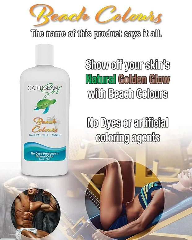 Caribbean Sol - Beach Colours Natural Self Tanning Lotion- Natural Eco-Friendly Sunless Tanner Skin Moisturizing Quick Sel...