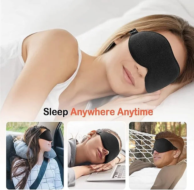 Sleep Eye Mask for Men Women 3D Contoured Cup, Concave Molded, Block Out Light, Molded Soft Comfort Eye Shade with Adjusta...