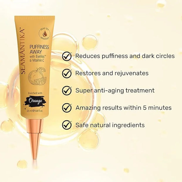 PUFFINESS AWAY Eye Cream 0.8 fl.oz - Instant Eye Bag Remover Puffiness with Eyeliss; Vitamin C, Under Eye Puffiness Reduce...
