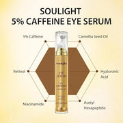 Soulight 5% Caffeine Eye Serum for Anti Aging | Reduce Dark Circles, Puffiness, Fine Lines & Wrinkles | Hyaluronic Acid & ...