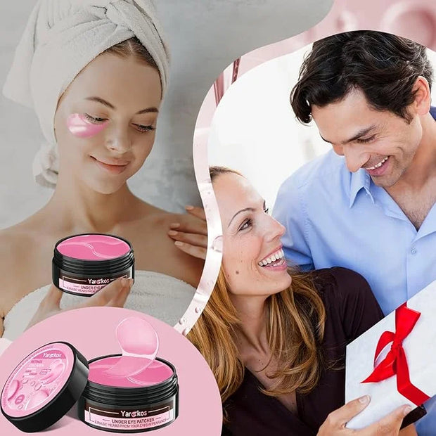 2 Packs 60 Pcs Under Eye Patches, 24K Gold+Pink, 30 Pairs Women Undereye Mask for Puffy Eyes Dark Circles Treatment, Men C...