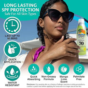 Continuous Tropical Mist Spray Sunscreen SPF 70, Reef Safe Sunscreen Spray, Up to 80 Minutes Water Resistant Sunscreen Fac...