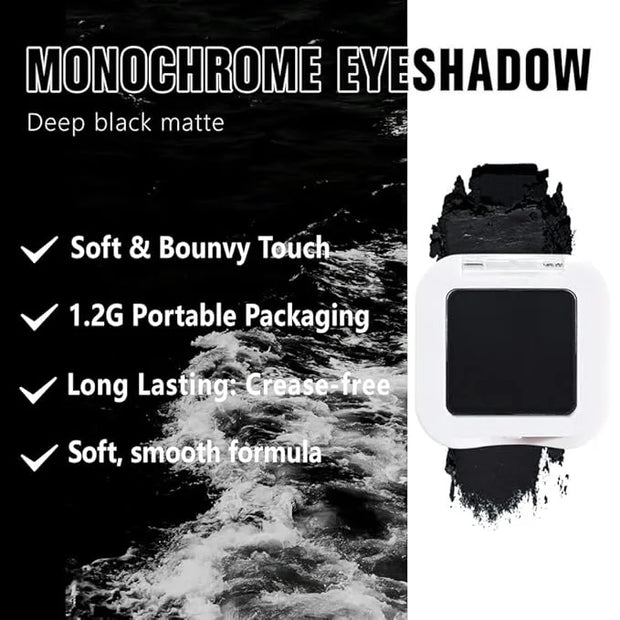 Kaely Pressed Single Eyeshadow Makeup, Deep Black Matte Highly Pigmented Monochrome Eye Shadow Palette, Waterproof Neutral...