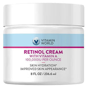 Vitamin World Retinol Cream 100,000 IU 8 oz., Gentle Retinol Night Cream for Face with Retinyl Palmitate & Dual Vitamin E ...