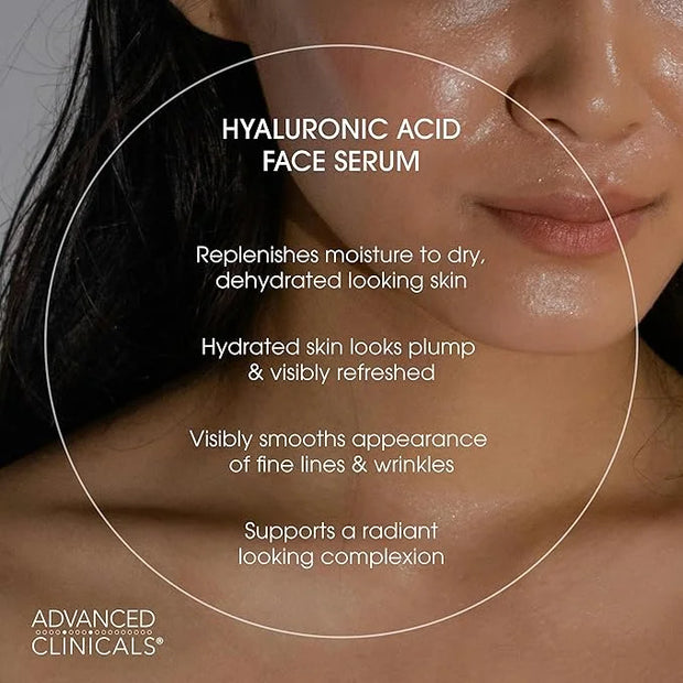 Advanced Clinicals Hyaluronic Acid Moisturizer Body Cream + Hyaluronic Acid Serum 2PC Skin Care Set | Face Serum & Body Lo...