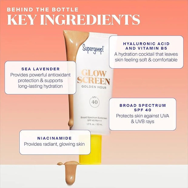 Supergoop! Glowscreen SPF 40, Sunrise (Champagne Glow) - 20 mL, 2 Pack - Glowy Primer + Broad Spectrum Tinted Sunscreen - ...
