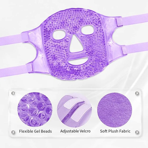 Cold Face Eye Masks Ice Face Mask Hot Cold Compress For Dark Circles, Puffiness, Migraines, Headache, Stress, Redness, Coo...