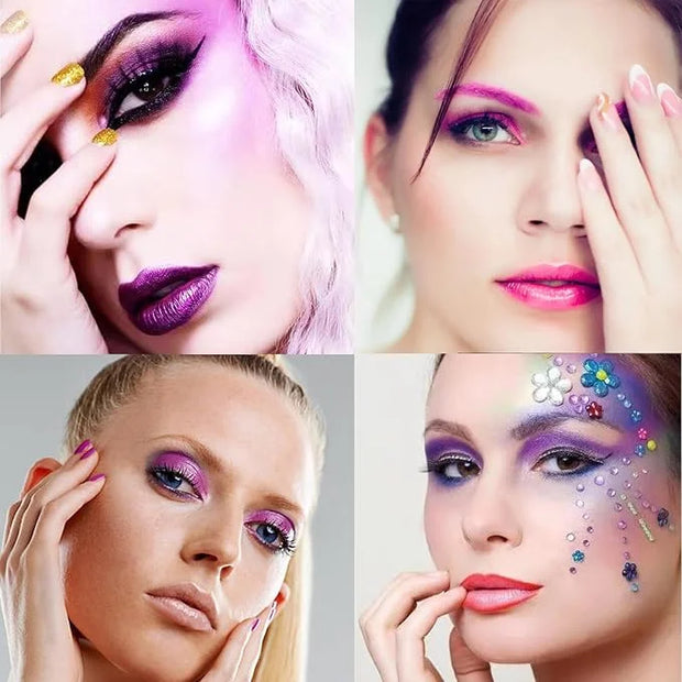 Purple Pink Glitter Eyeshadow Palette - 12 Color Shimmer High Pigmented Powder Lasting Waterproof Colorful Eyeshadow Palet...