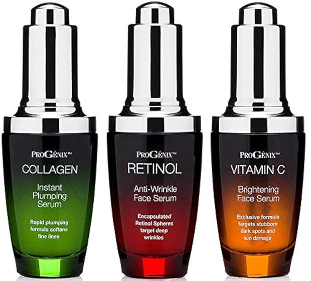 Professional Skin Care Set. Anti-aging Serum Set Contains Collagen Serum, Retinol Serum, Vitamin C Serum. Helps W/Appearan...