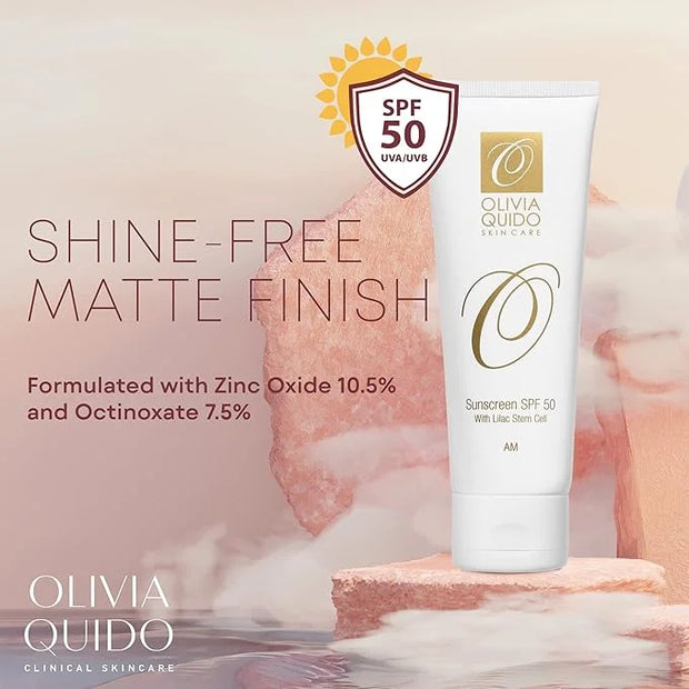 OLIVIA QUIDO Clinical Skincare Broad Spectrum Sunscreen SPF 50 with Lilac Stem Cell | Anti-Aging Skin Protection From UVA ...