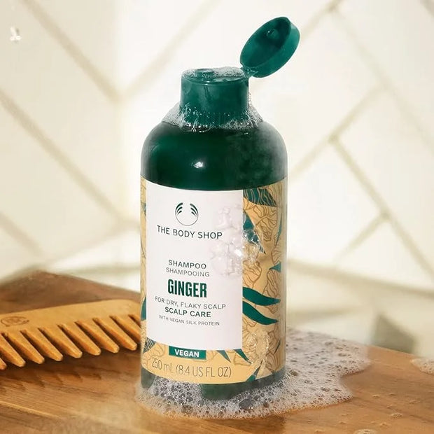 The Body Shop Ginger Scalp Care Shampoo – For Dry, Flaky Scalp – With Vegan Silk Protein – 250ml - Product Image