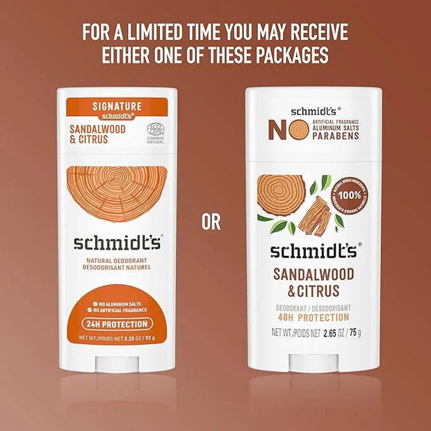 Schmidt's Aluminum-Free Vegan Deodorant Sandalwood & Citrus for Women and Men, with 24 Hour Odor Protection, Natural Ingre...
