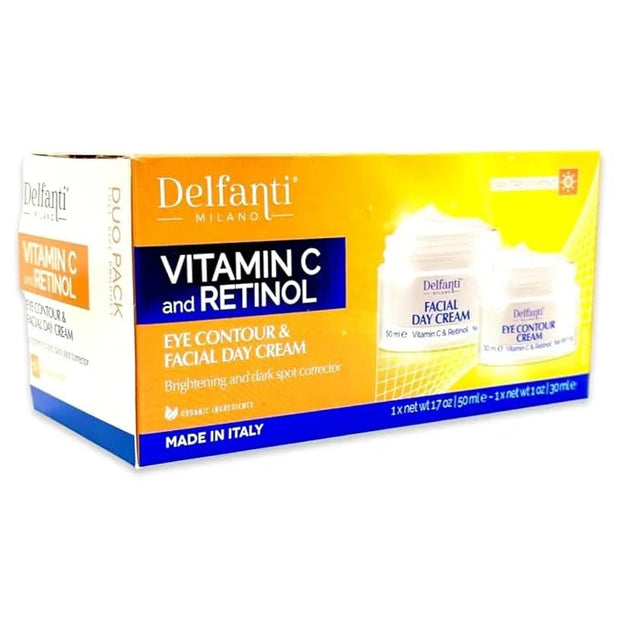 VITAMIN C & RETINOL DUO PACK Full Size Facial Day Cream and Eye Contour Cream • Brightening and Dark Spot Corrector - Prod...
