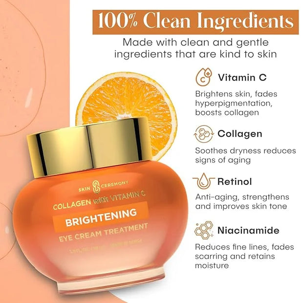 Collagen & Vitamin C Eye Cream - Hydrates, Reduces Puffiness & Dark Circles - Dermatologist Tested, Korean Skin Care for A...