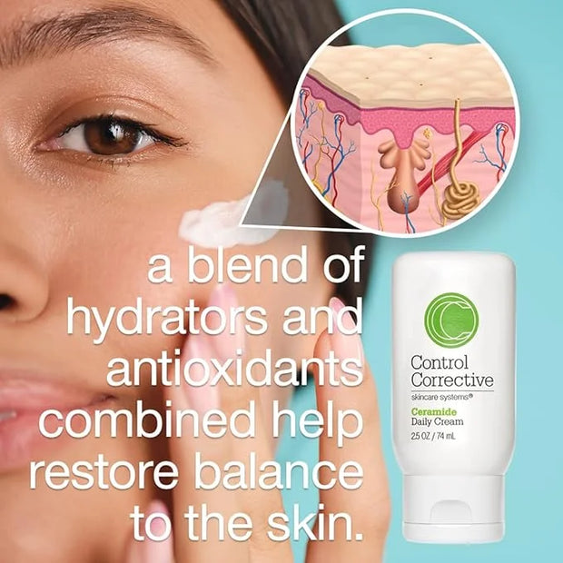 CONTROL CORRECTIVE Ceramide Daily Cream, 2.5 Oz - Light, Creamy Moisturizer Designed To Balance Skin, Super Hydrating, Non...