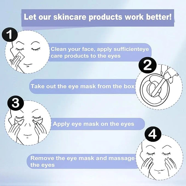 Reusable Eye Patches, 2 Pairs Silicone Under Eye Patches for Fine Lines & Dark Circles with Metal Eye Cream Applicator, Vi...