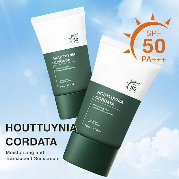 2pcs Heartleaf Silky Moisture Sunscreen, Moisture Daily Sunscreen, Silky Moisturizing Sunscreen, Hydrating Moisturizing Es...