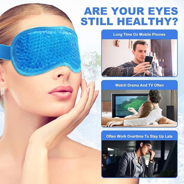 2Pack Cold Cooling Eye Mask, Reusable Hot Colder Therapy Gel Bead with Plush Backing for Puffiness Migraine Stress Relief ...