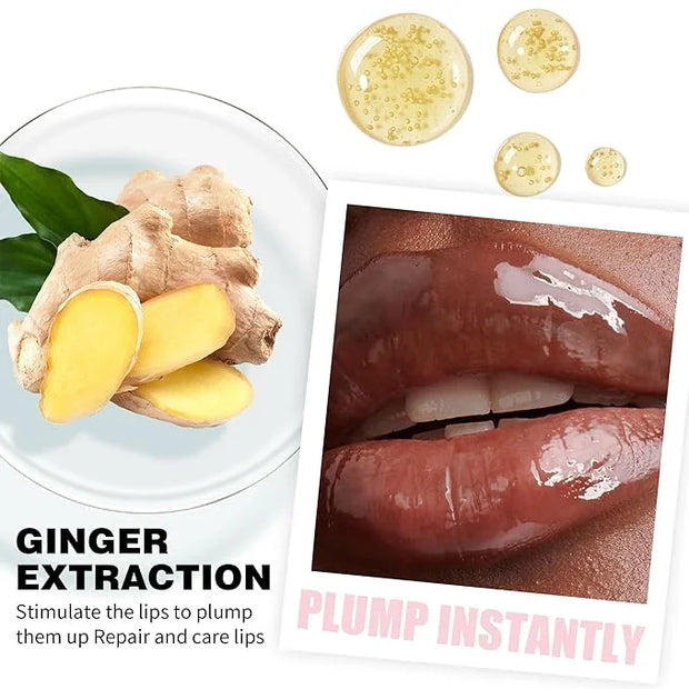 Lip Plumping Lip Gloss, High-Shine & Volumizing Lip Plumping Lip Glass Mirror Lip Glaze Lip Makeup, Long-lasting moisturiz...