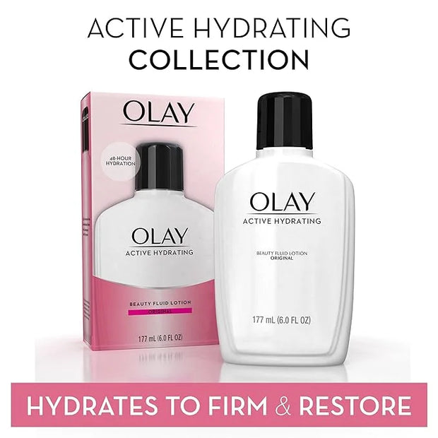 Olay Face Moisturizer, Active Hydrating Beauty Fluid Lotion, Original Facial Moisturizer, 4 Oz. (Pack of 2) - Product Image