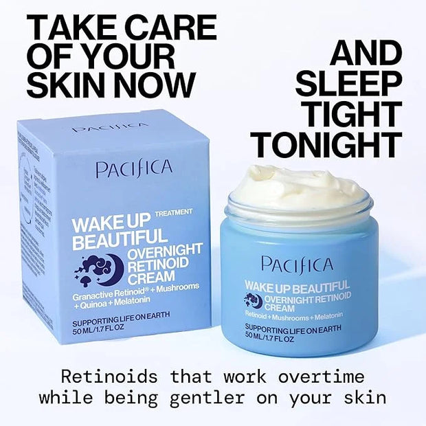 Pacifica Wake Up Beautiful Retinoid Night Cream – Overnight Anti-Aging Moisturizer with Hyaluronic Acid & Melatonin, Reduc...