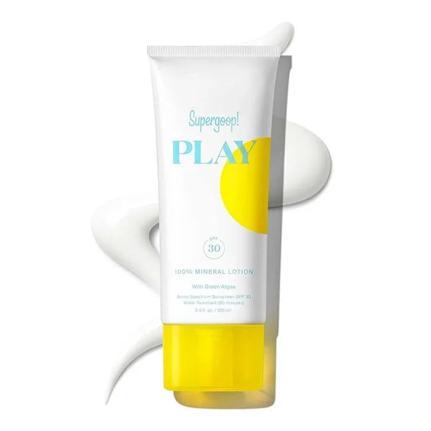 Supergoop! PLAY 100% Mineral Lotion - 3.4 fl oz - Broad Spectrum SPF 30 Sunscreen for Face & Body - Lightweight, Fast Abso...